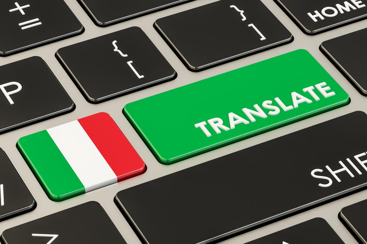 Translate Concept on Keyboard with Italian Flag, 3D Rendering